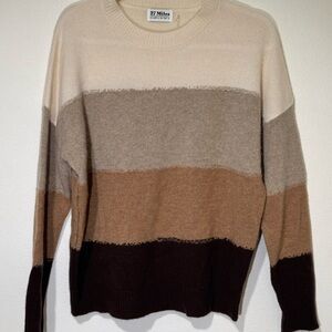27 Miles Striped Women's Cashmere Sweater - Cream, Brown, Tan